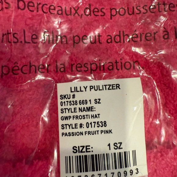 Lilly Pulitzer Passion Fruit Pink Frosti Hat with Fluffy Pom - Picture 5 of 5